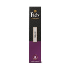 Label close-up highlights 100% Arabica blend and intensity 8 for balanced flavor