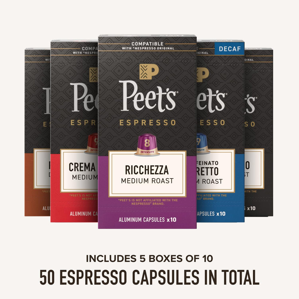 Peet's Ristretto capsules dense crema close-up for concentrated shot