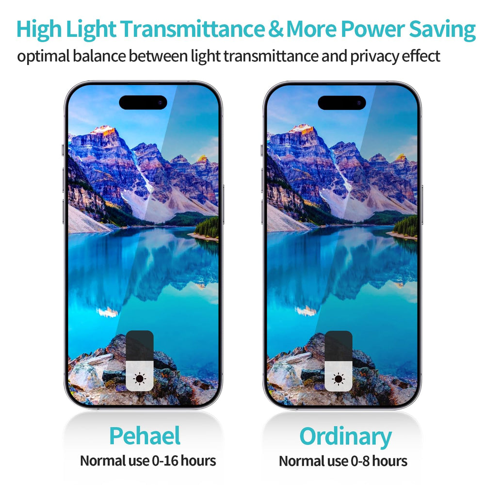 PEHAEL privacy screen closeup with 9H tempered glass feel