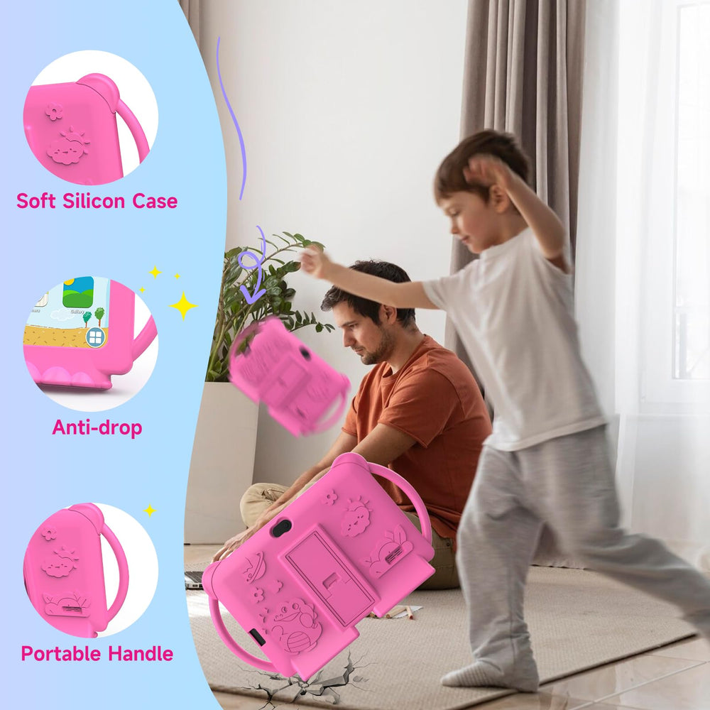 PEICHENG Kids Tablet 7 inch educational apps preinstalled for easy learning.