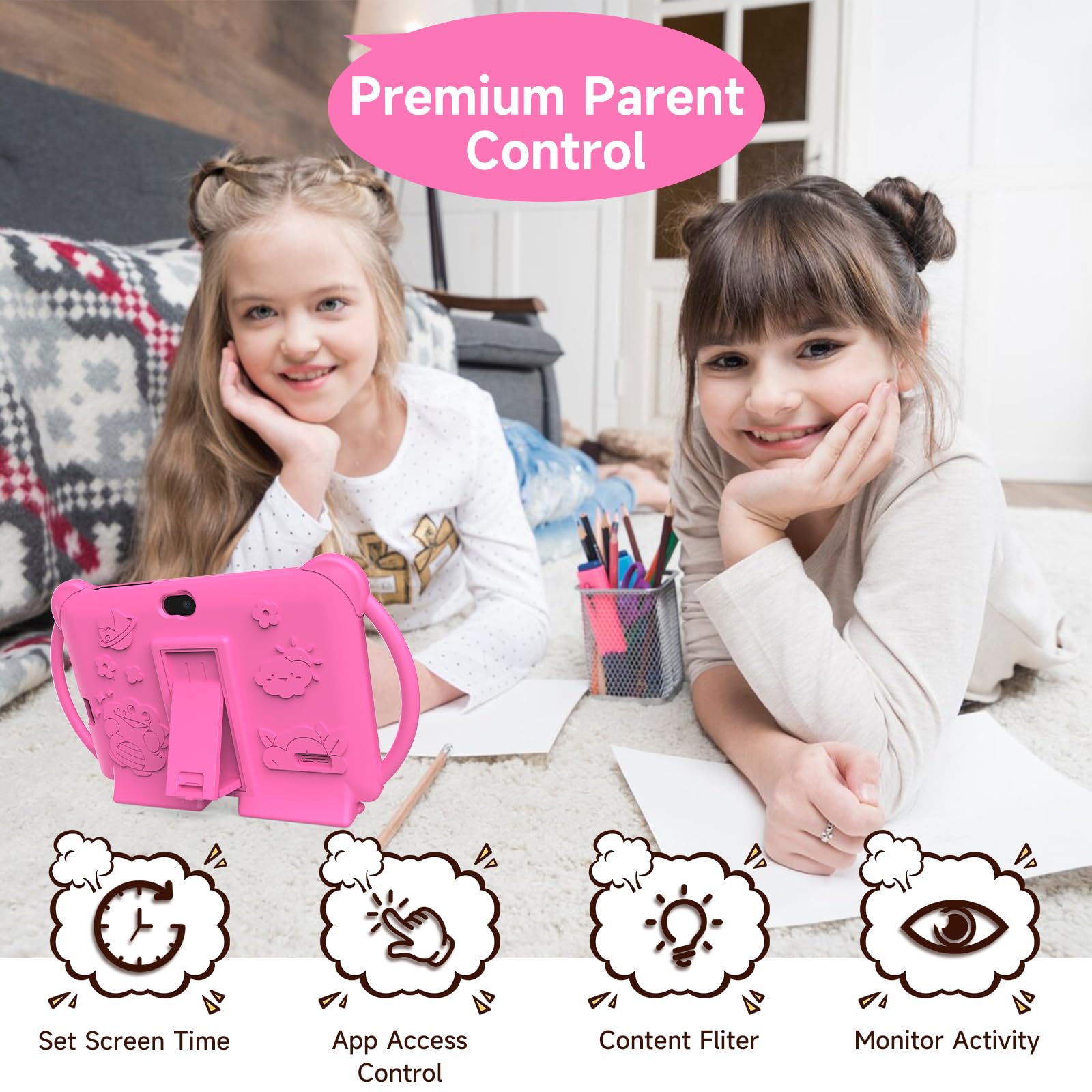 PEICHENG Kids Tablet 7 inch shockproof case protects during play.