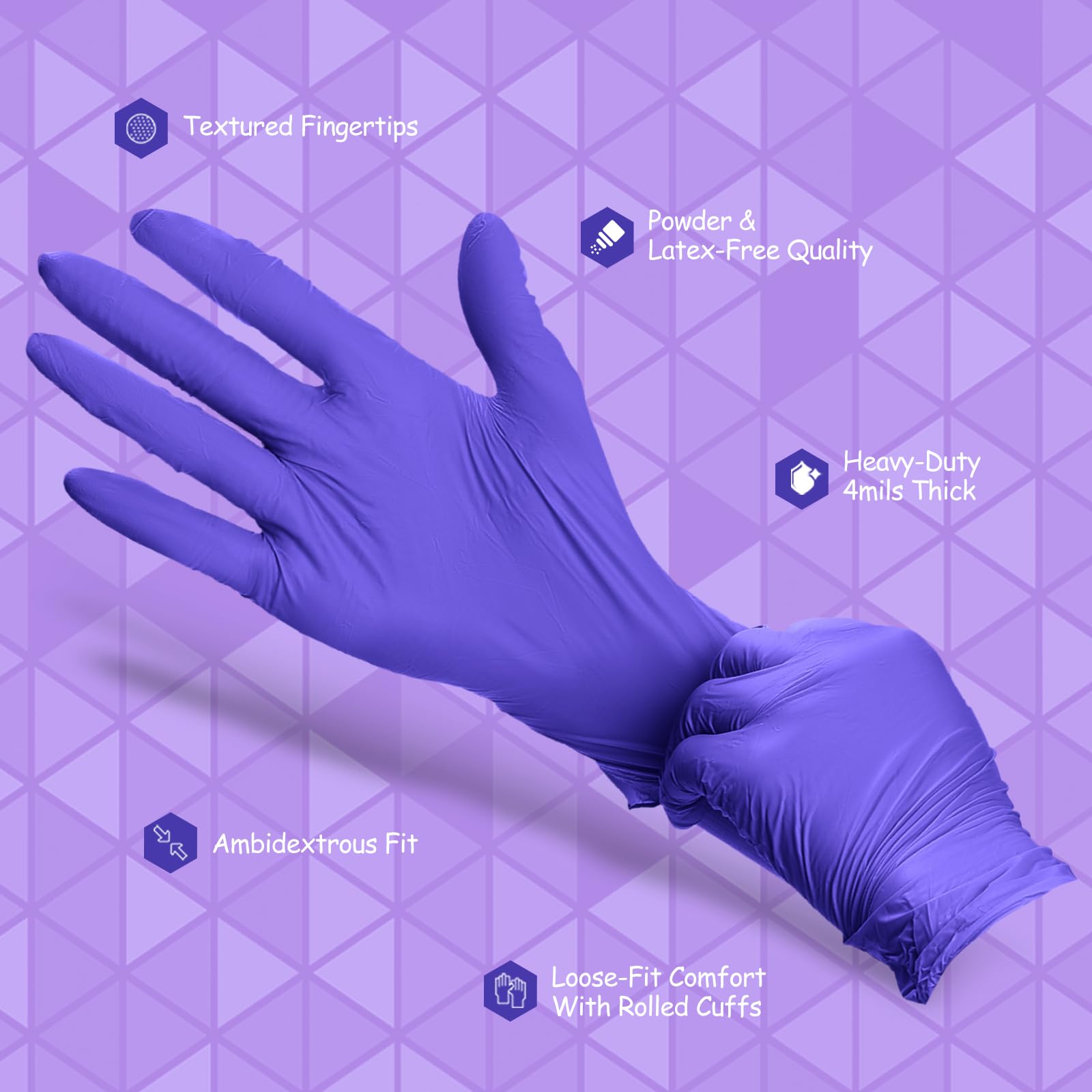 PEIPU nitrile gloves latex-free symbol ensures allergy-safe use.