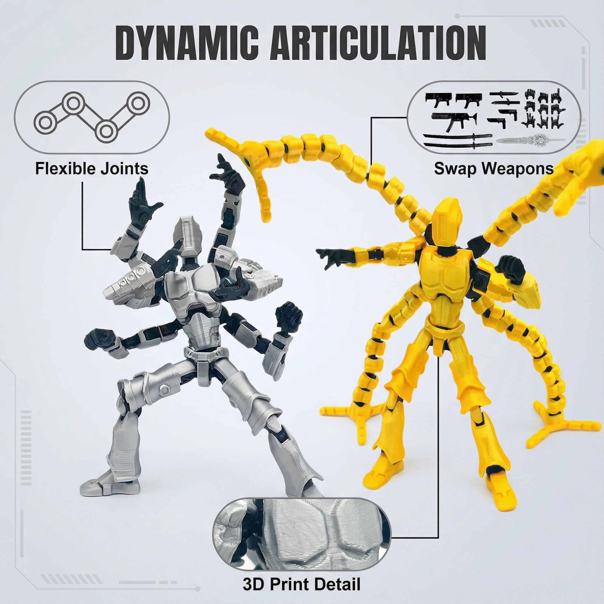 PEKOIU T13 silver six-arms accessory expands pose possibilities and character design