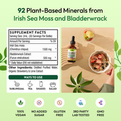 Bladderwrack and sea moss label visible on the bottle