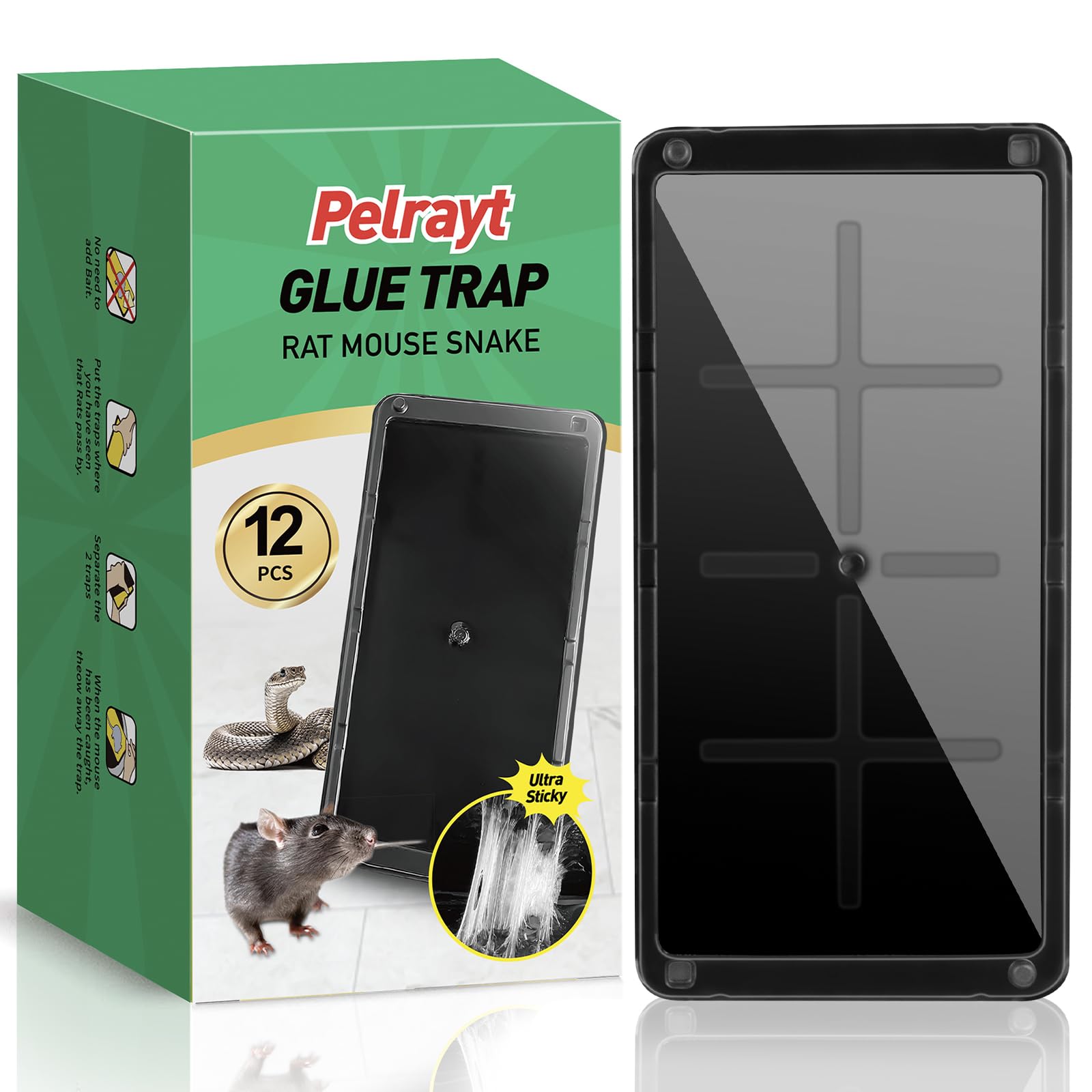 Pelrayt glue mouse traps indoors on the kitchen counter for quick, safe pest control.