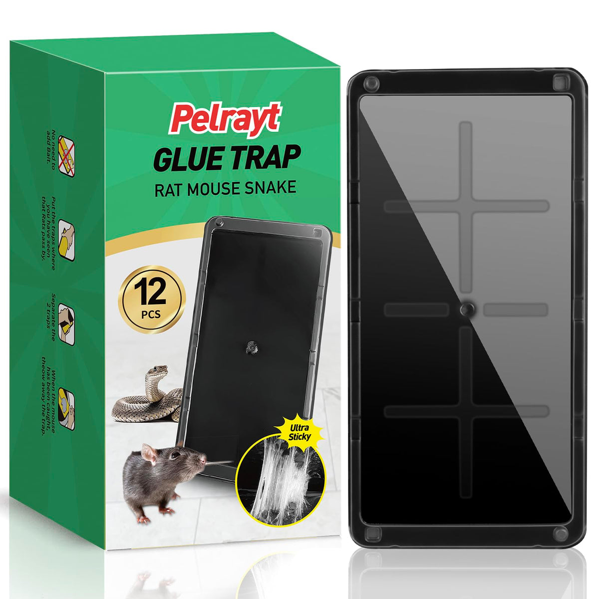 Pelrayt glue mouse traps indoors on the kitchen counter for quick, safe pest control.