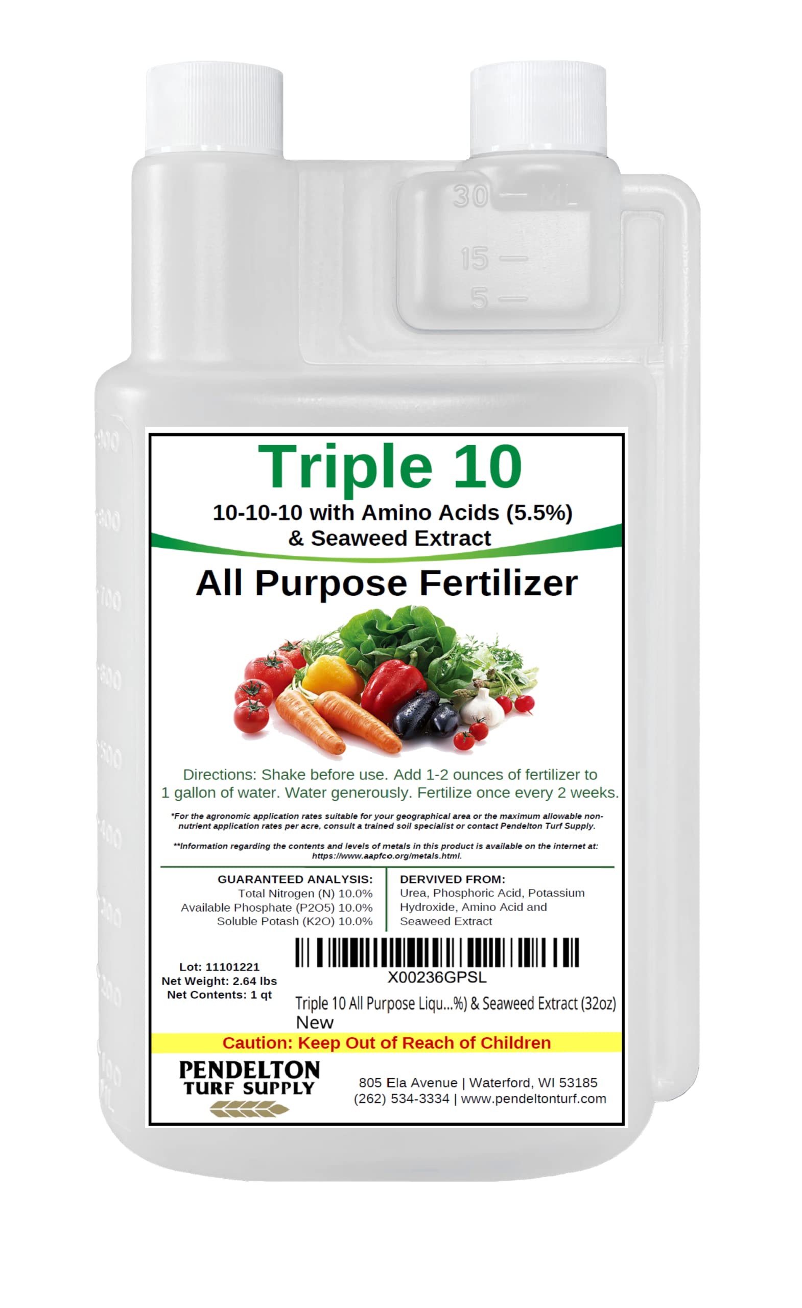 Pendelton Turf Triple 10 bottle being poured for even lawn feeding