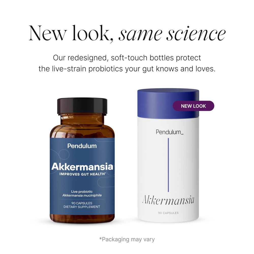Pendulum Akkermansia packaging design conveys authenticity and science-backed formulation