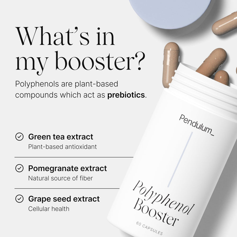 Pendulum Polyphenol Booster bottle top closeup highlighting secure cap for travel.