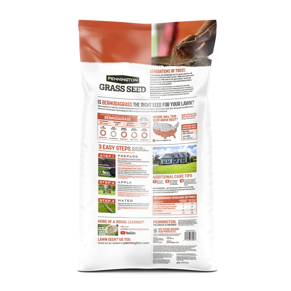 Pennington Bermudagrass seed spread on a lawn for thick turf.