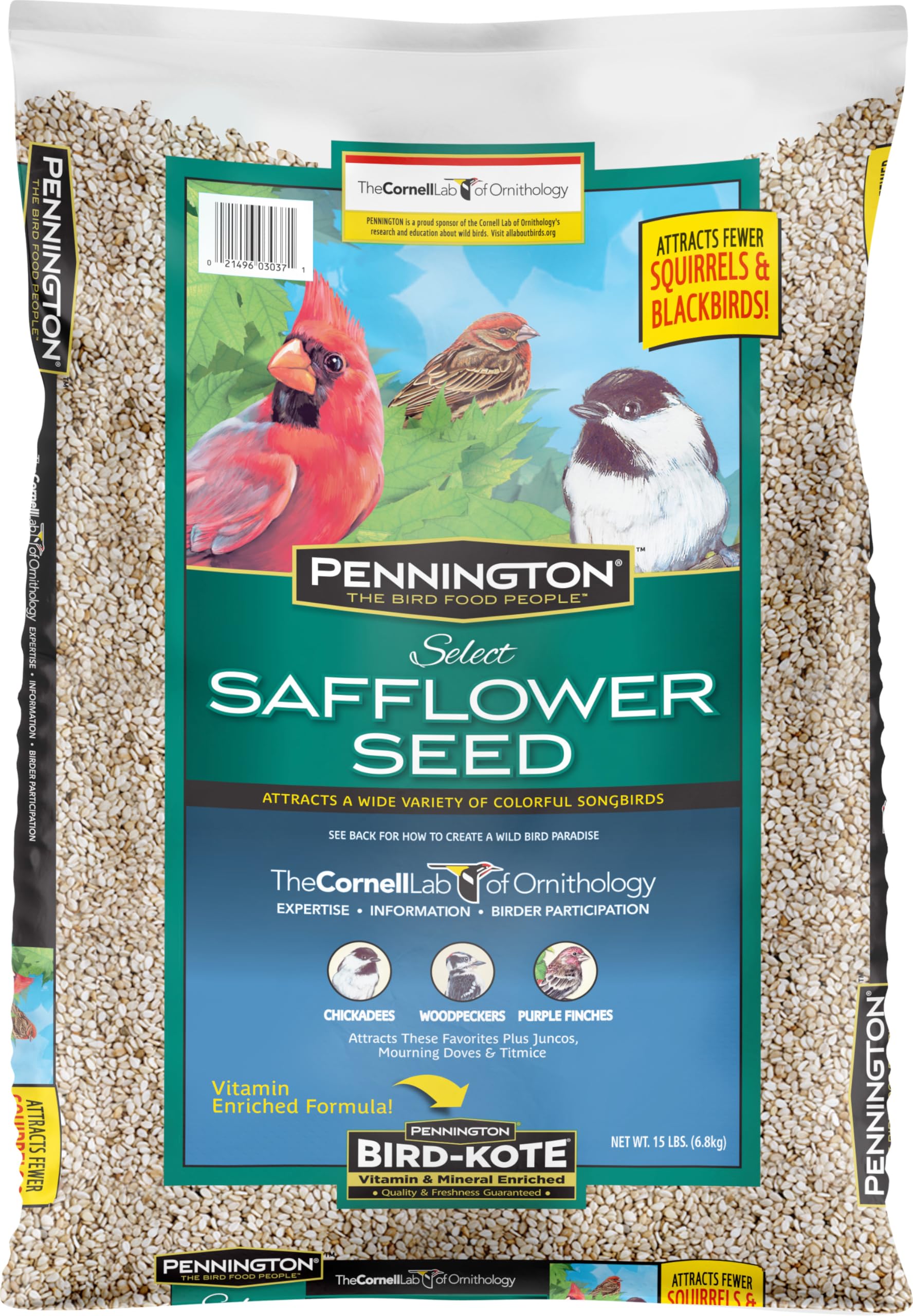 Pennington Select Safflower Seed bag front view attracts year-round backyard birds