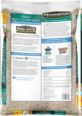 Pennington Select Safflower Seed label details highlight Bird Kote nutrients for balanced feeding