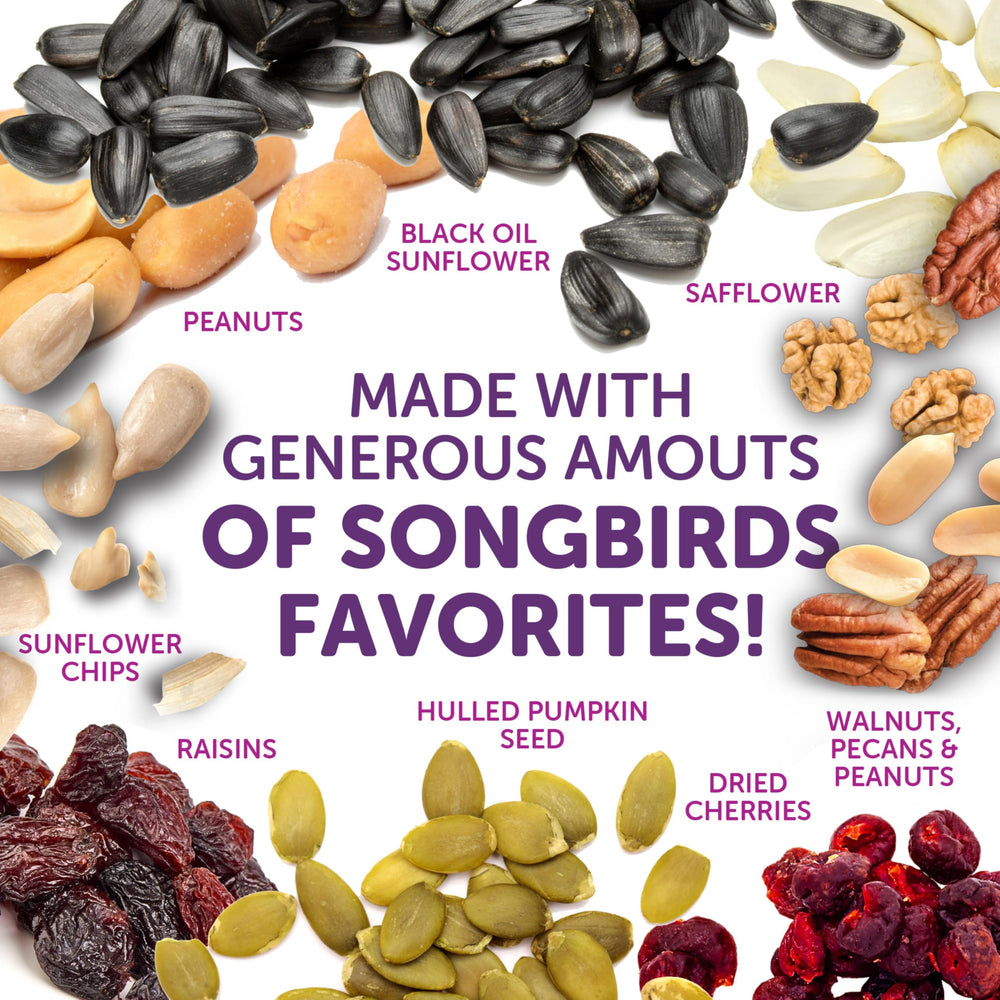 Pennington Ultra Double Nut, Nut & Fruit Blend label highlights Bird Kote vitamins for balance