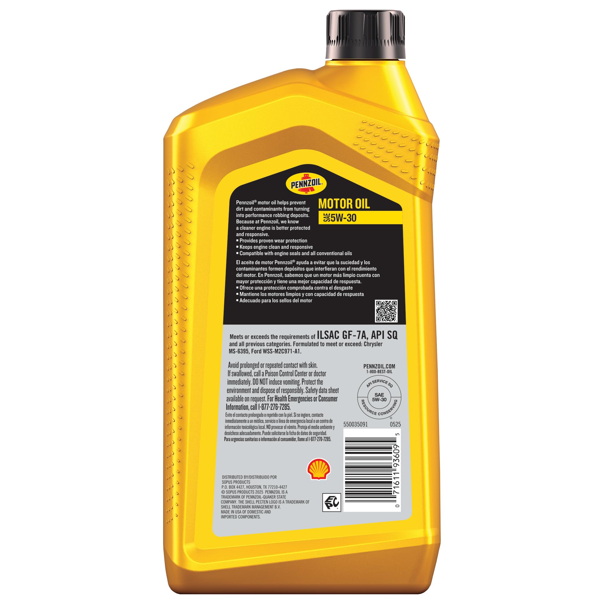 Pennzoil 5W-30 bottle pouring into engine supports smooth lubrication.