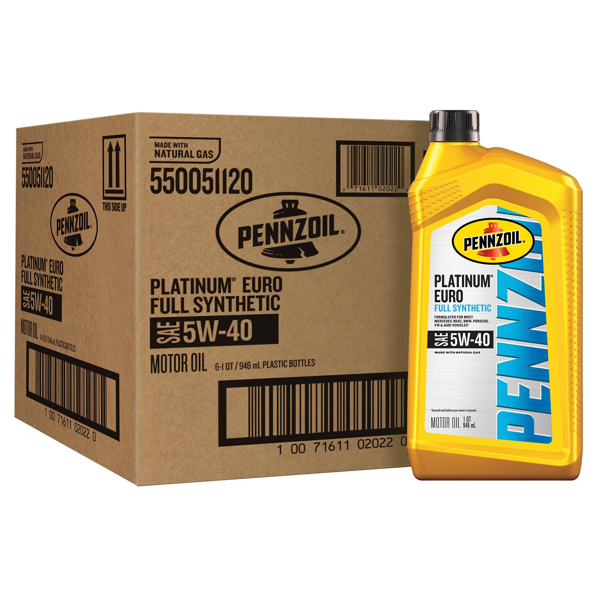 Pennzoil Platinum Euro 5W-40 bottle front view, engineered for European engines