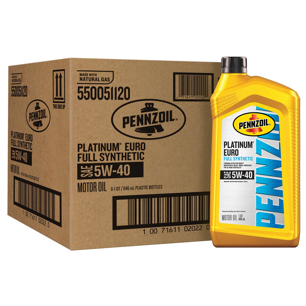 Pennzoil Platinum Euro 5W-40 bottle front view, engineered for European engines