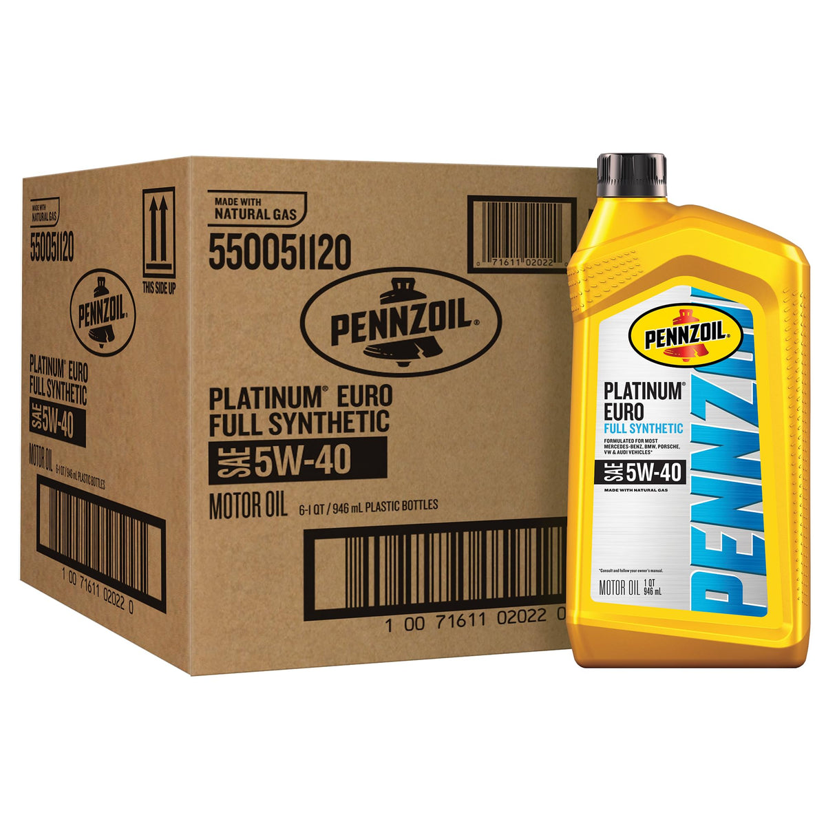 Pennzoil Platinum Euro 5W-40 bottle front view, engineered for European engines