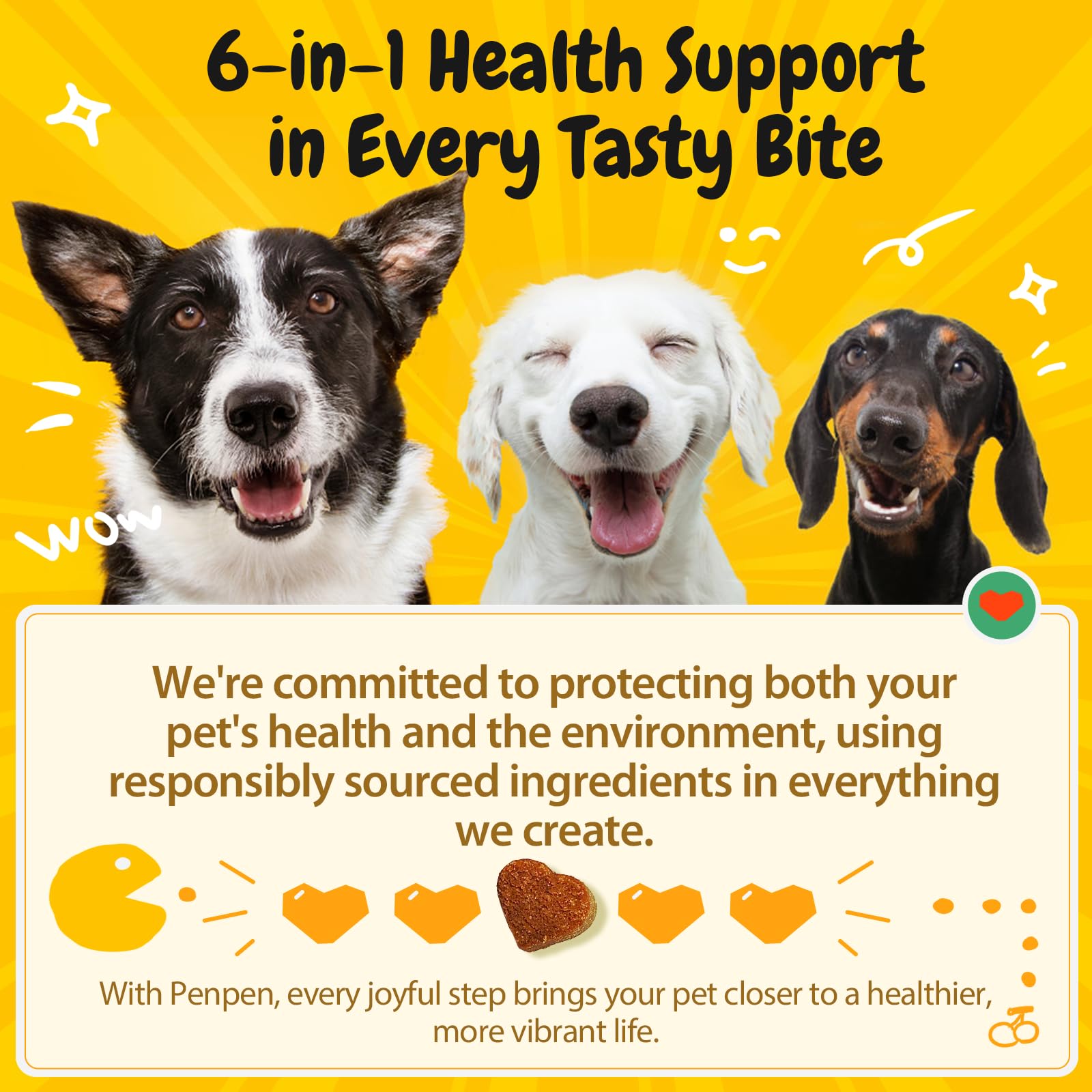 Beef-flavor PENPEN probiotic chews shown as tasty daily treats.