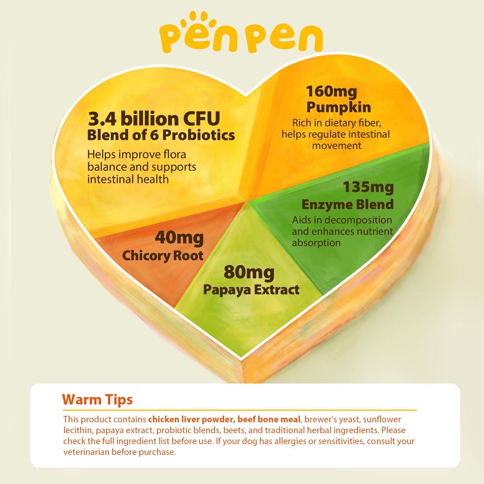PENPEN Probiotics label highlights enzyme blend for better nutrient absorption.