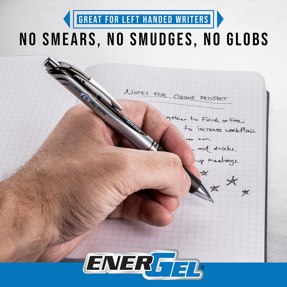 Pentel EnerGel Deluxe RTX retractable mechanism shown for quick, clean clicks.
