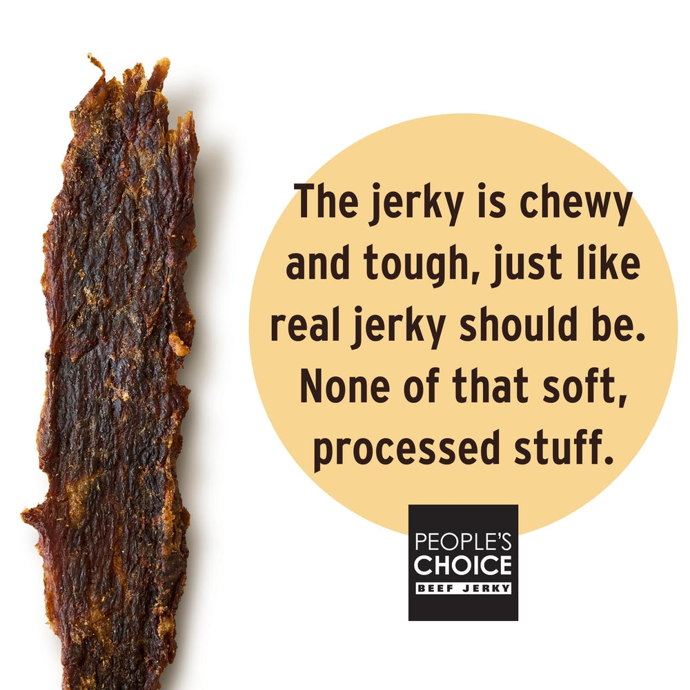 People's Choice Beef Jerky air-dried thick slices offer a chewy steak-like texture.