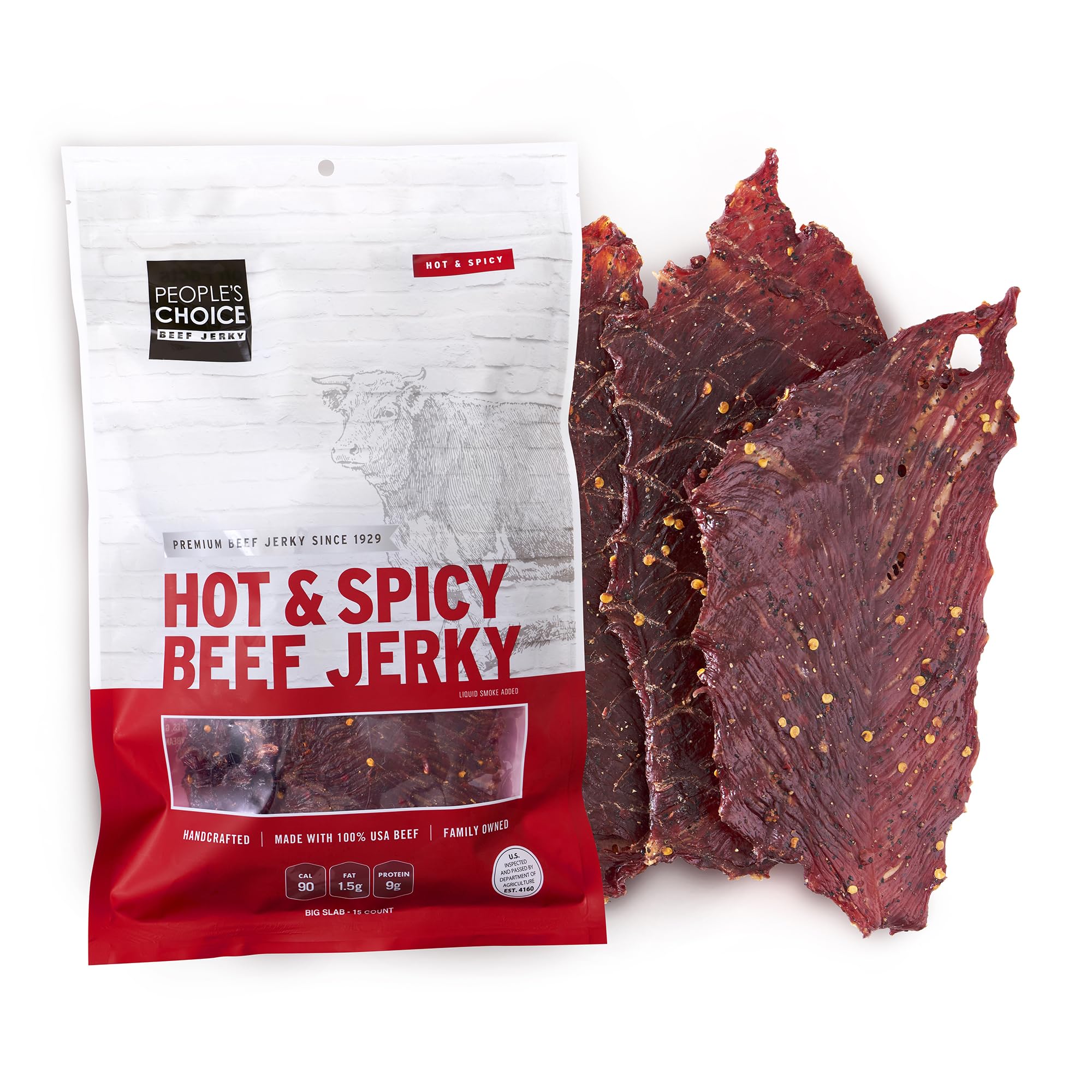 People's Choice Beef Jerky big slab packfront—bold flavor and chewy texture for on-the-go snacking.