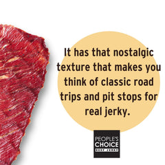 People's Choice Beef Jerky Slab Texture highlights a dry, chewy bite.