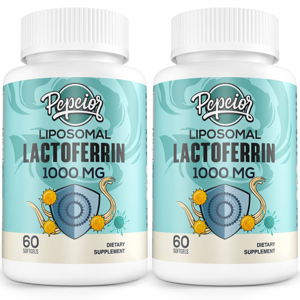 Pepeior liposomal lactoferrin bottle front view for immune support