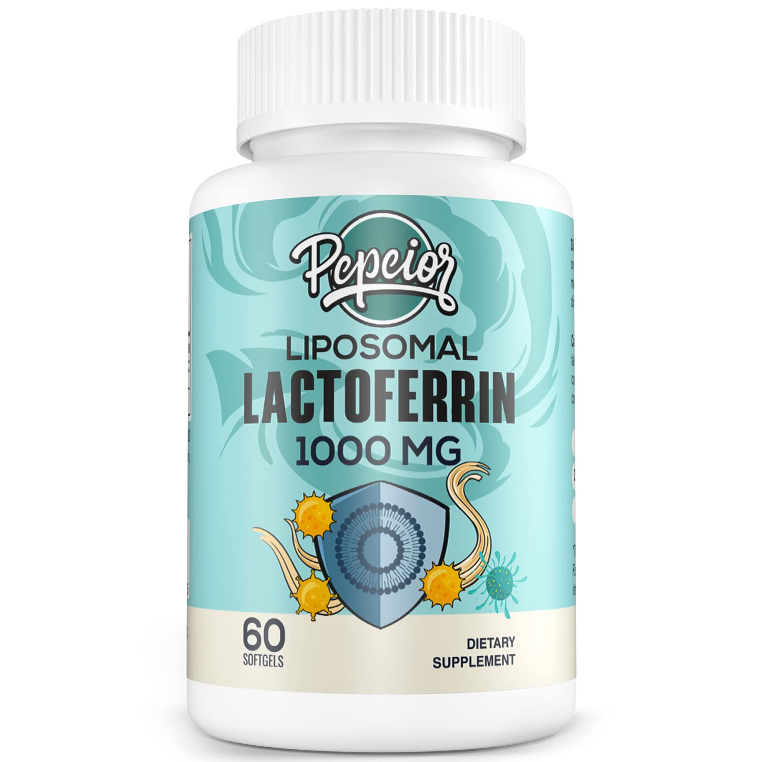 Ingredients panel showing 1000 mg lactoferrin.