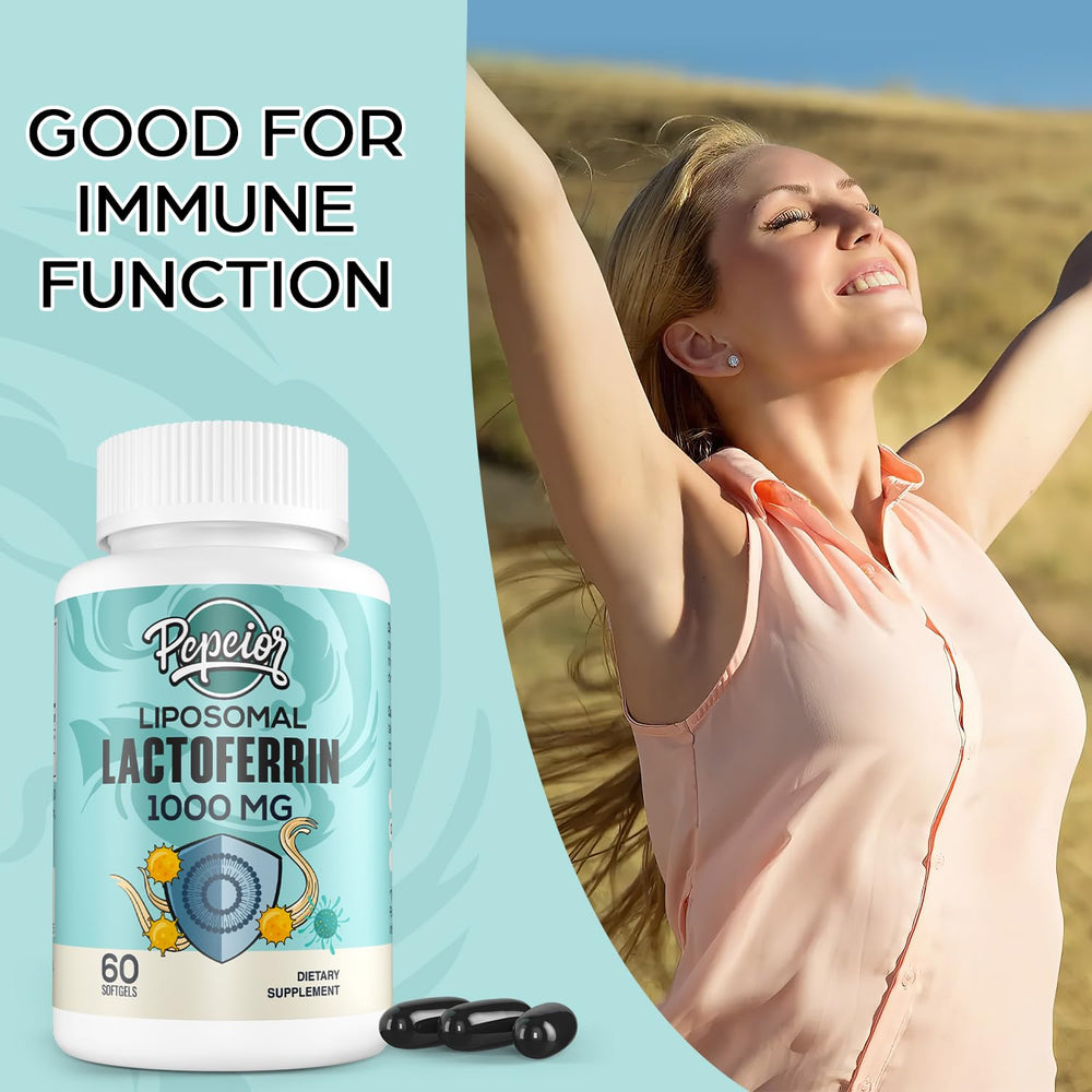 Pepeior liposomal lactoferrin softgels close-up for easy swallowing