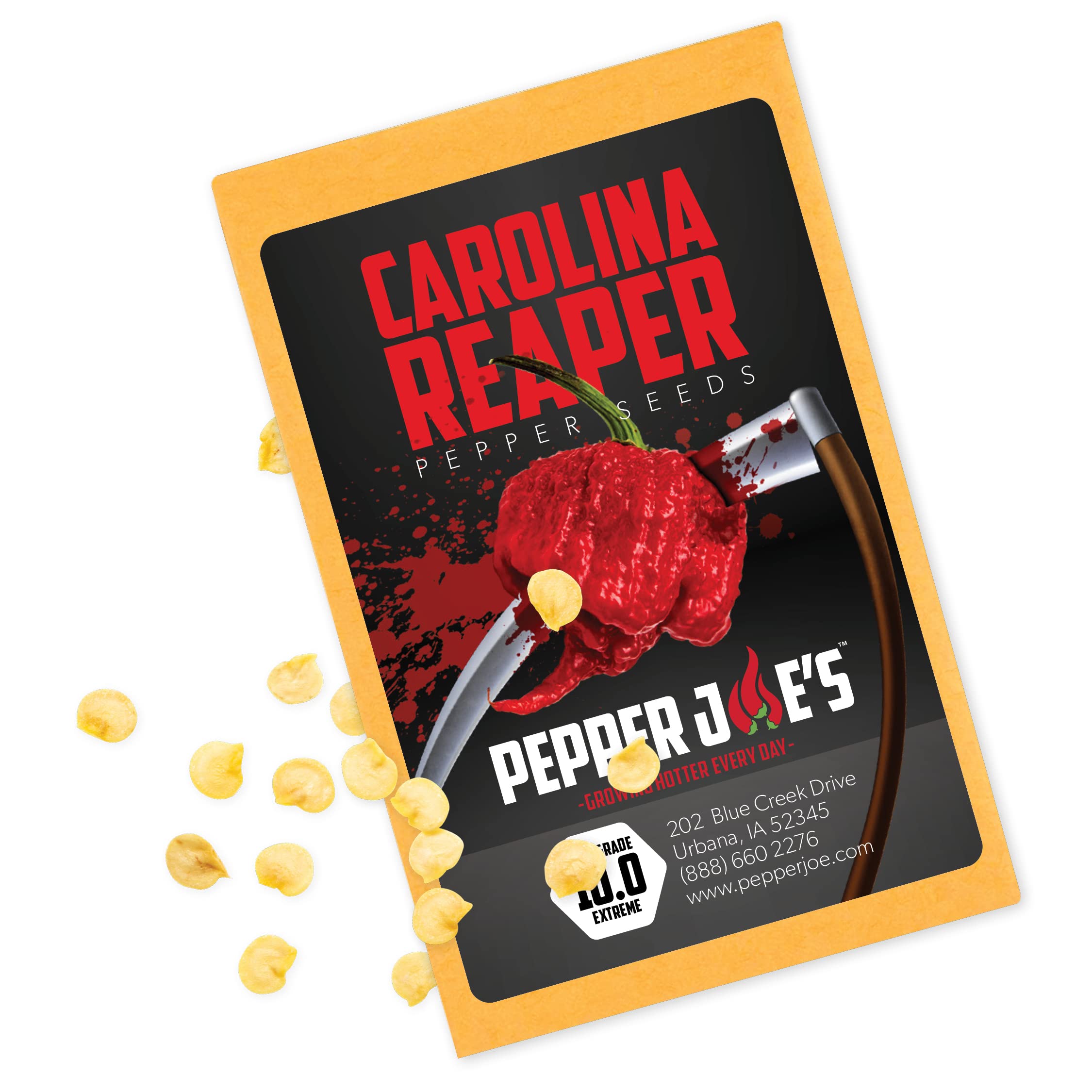 Pepper Joe's Carolina Reaper seeds pack for planting and growth.