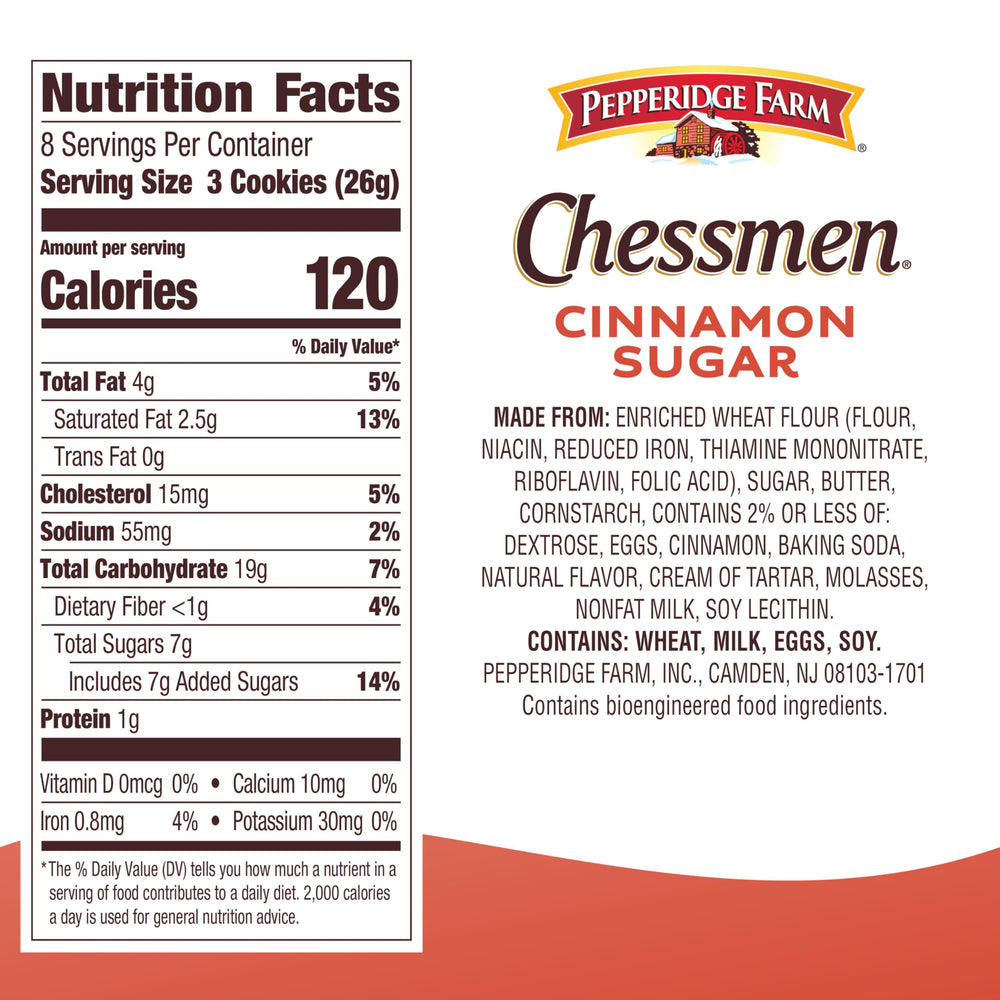 Pepperidge Farm Chessmen Cinnamon Sugar cookies closeup: warm cinnamon notes in every tender bite.