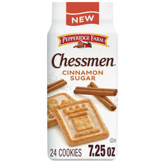 Pepperidge Farm Chessmen Cinnamon Sugar cookies pack: buttery crisps perfect for sharing.