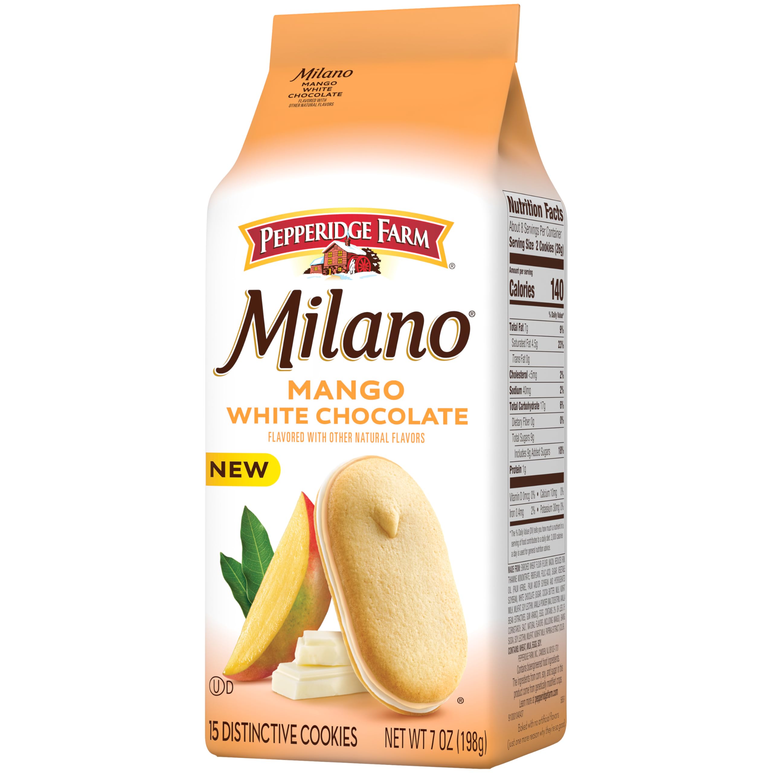 Pepperidge Farm Milano cookies texture macro with mango hint