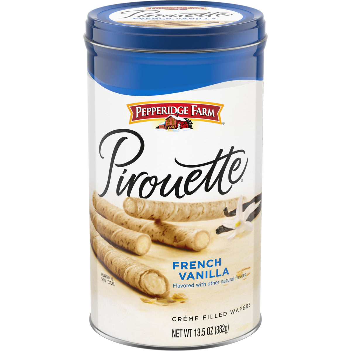 Pepperidge Farm Pirouette vanilla crème filling close-up for a premium snack.