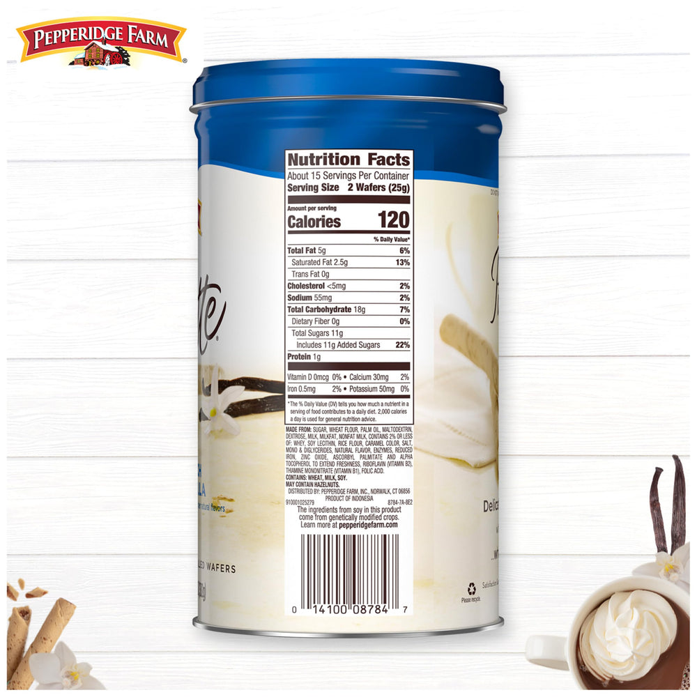 Pepperidge Farm Pirouette wafers on a dessert plate with European flair.