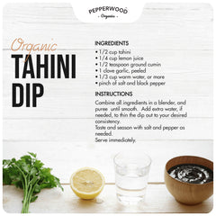 Pepperwood Organics tahini dip serving ideal for vegetables and snacks