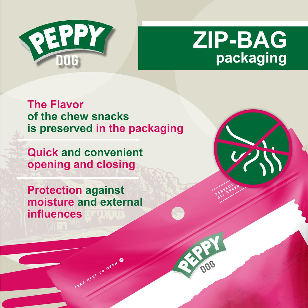 Natural ingredients label on PEPPY DOG packaging