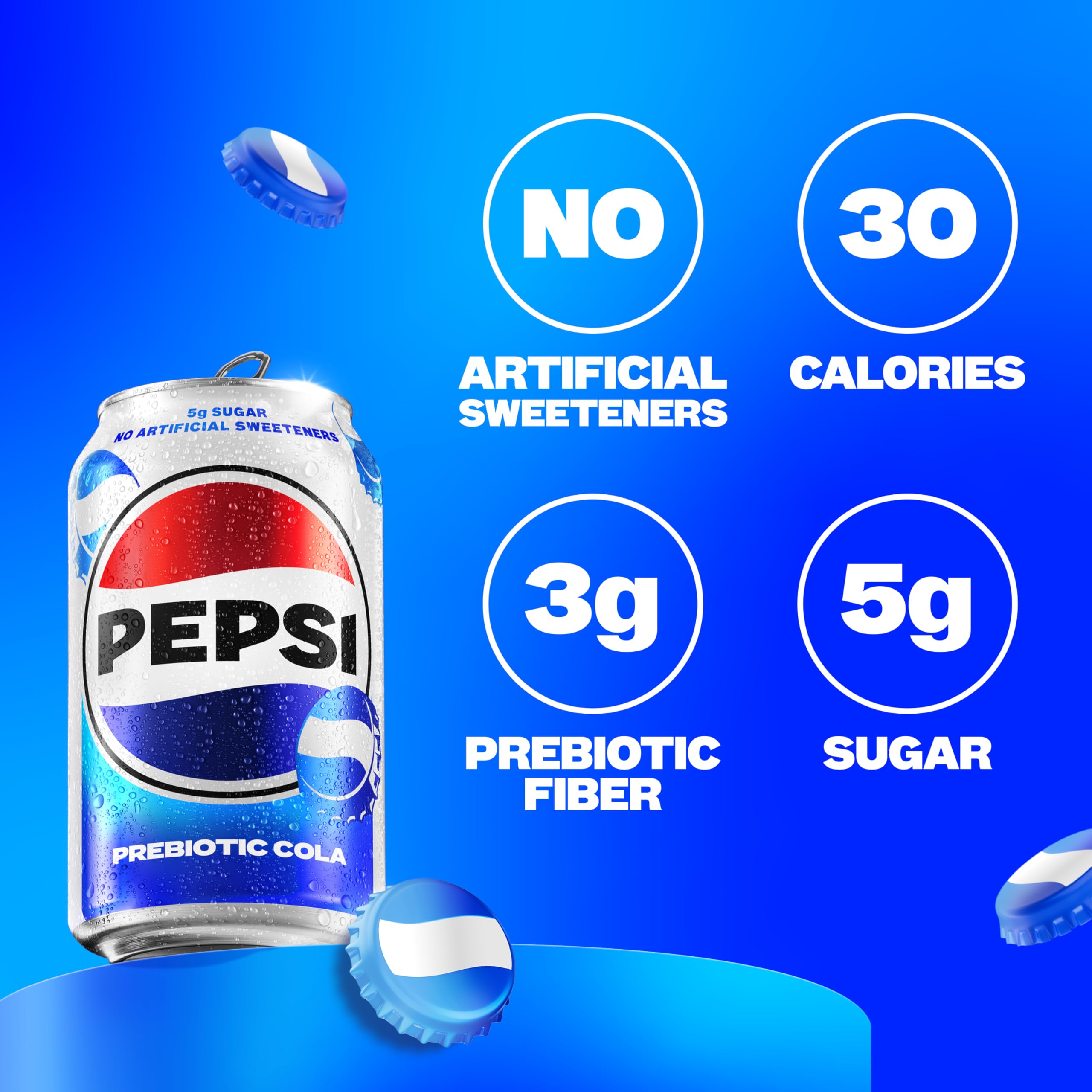 Pepsi Prebiotic Cola 8-pack display, party-ready and convenient.