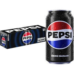 Pepsi Zero Sugar 12oz cans pack ready for a sugar-free refresh.