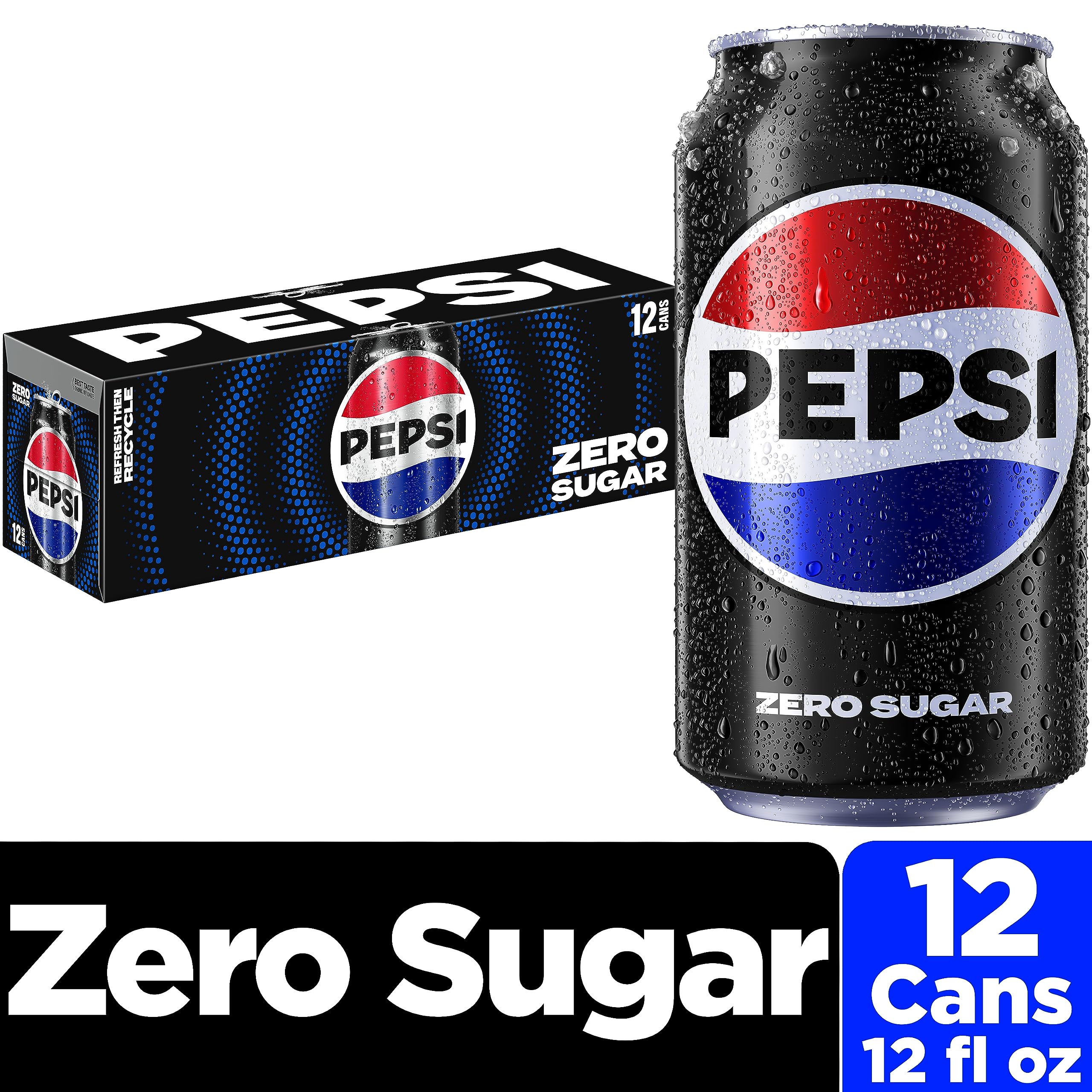 Pepsi Zero Sugar cola pouring into glass for a refreshing break.