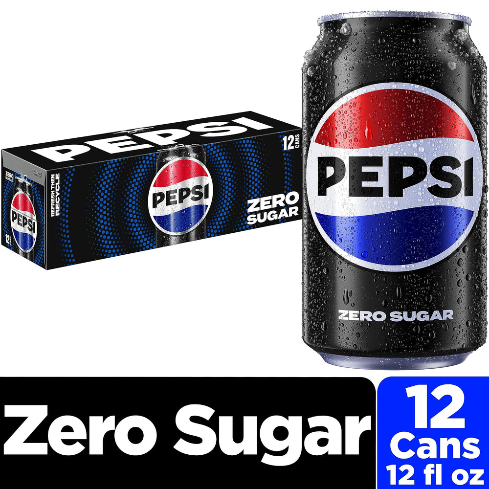 Pepsi Zero Sugar cola pouring into glass for a refreshing break.
