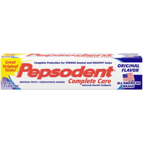 Pepsodent Complete Care enamel minerals close-up showing calcium and phosphate for enamel reinforcement.