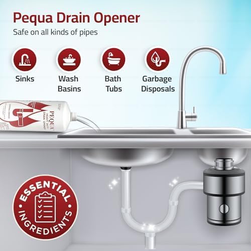 PEQUA Heavy Duty Drain Opener safe for sinks, tubs, and disposals.