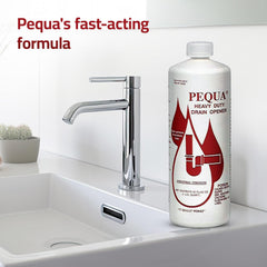 PEQUA INDUSTRIES drain opener in action dissolves grease and hair
