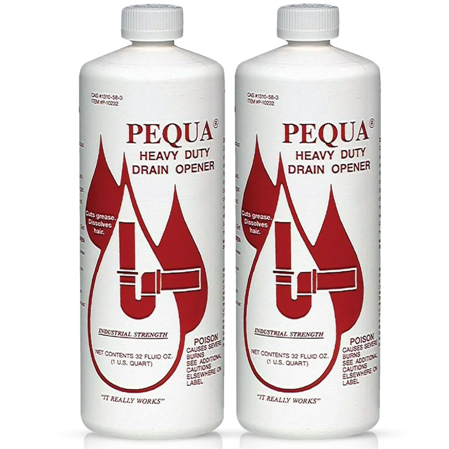 PEQUA INDUSTRIES Pequa Heavy Duty Drain Opener bottle front for fast unclogging