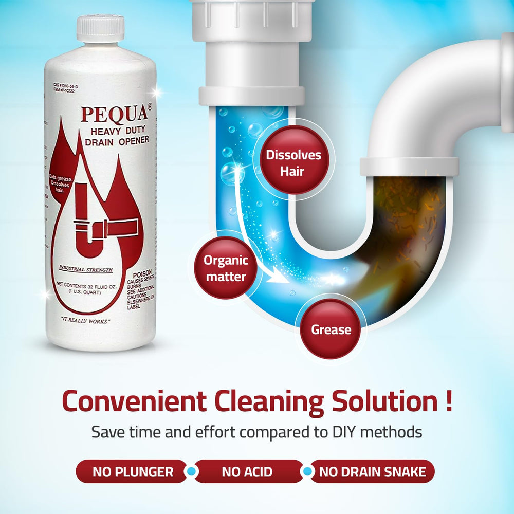 PEQUA INDUSTRIES label close-up highlights non-acid formula for safe use