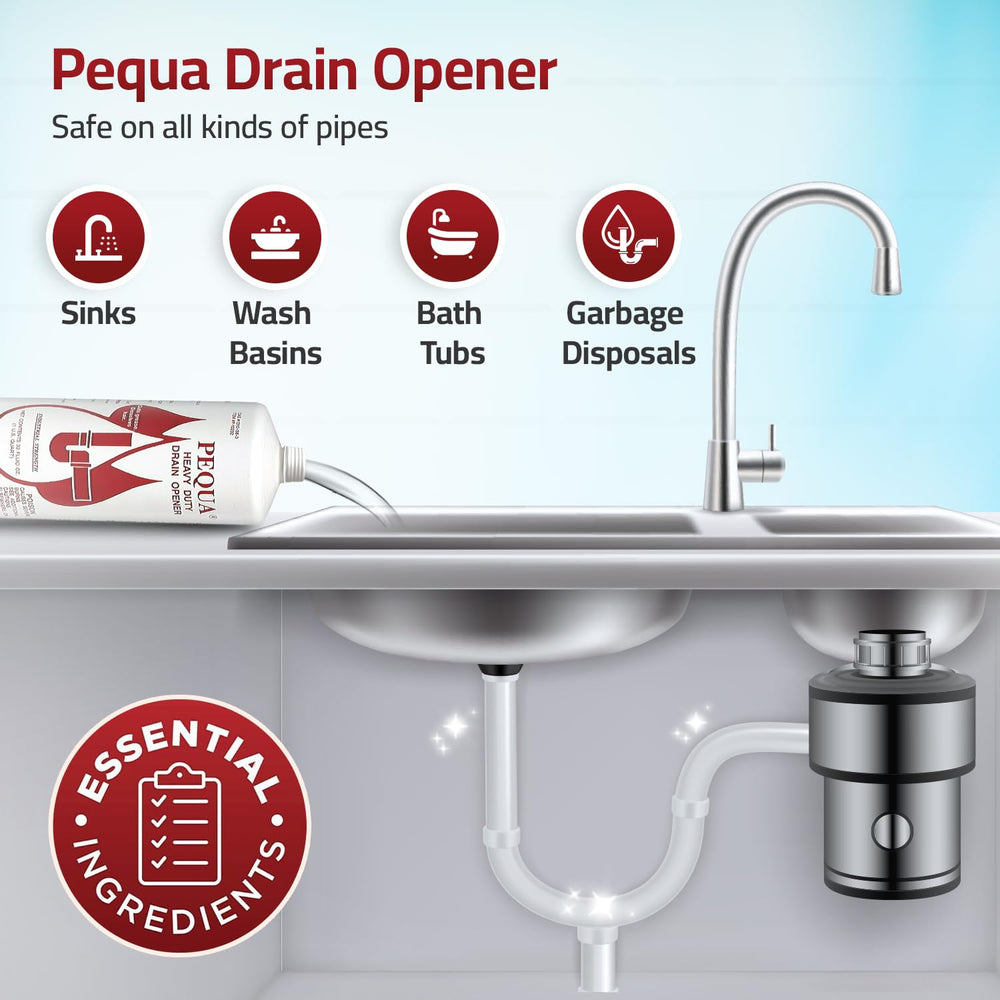 PEQUA INDUSTRIES two-pack setup ready for bulk drain cleaning