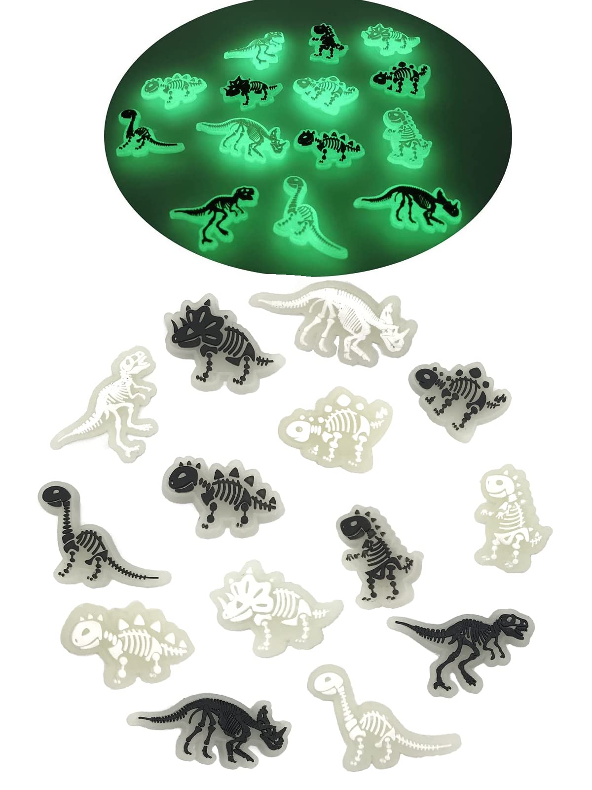 pequano luminous dinosaur charm for shoes glows in the dark, adding playful style
