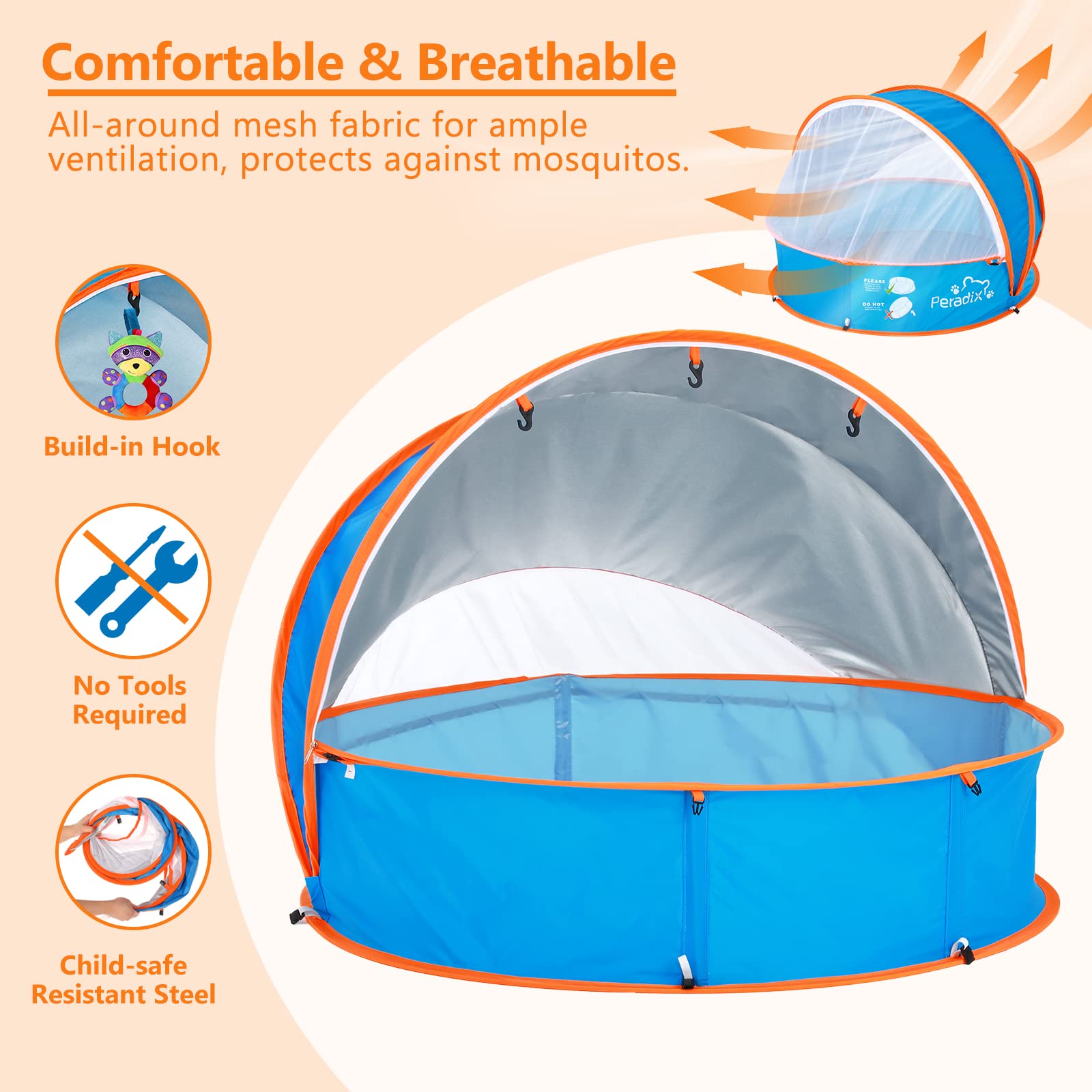 Peradix large capacity play tent fits two children for shared fun.